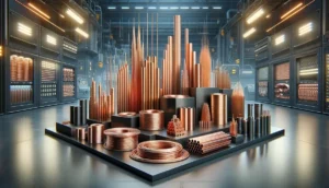 Assorted Copper City Co products including wires, rods, and tubes, representing a comprehensive copper solution for industries.